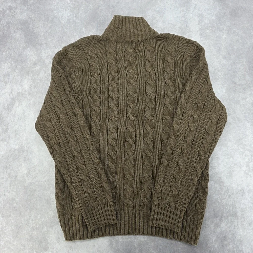Vintage Polo Ralph Lauren Sweater‎ Mens L Brown 100% Silk Cable Knit Shawl 90s